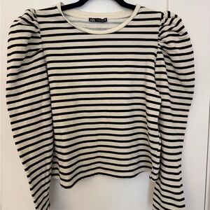 Zara Striped Puff Sleeve Top